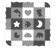 ECOTOYS Pěnové puzzle Zvířata a tvary černá-bílá SX s okraji / od 3 let