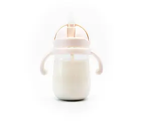 Kidnort Bringebaer Hrneček s brčkem 240ml béžový