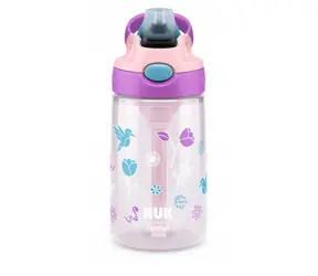 NUK Láhev na pití s brčkem 420ml / růžová / od 4 let 