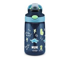 NUK Láhev na pití s brčkem 420ml / modrá / od 4 let 