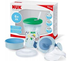 NUK Sada na pití s nástavci 230ml / od 6+ / zeleno-modrá