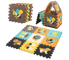 KIK Pěnové puzzle Barevná zvířátka (28x28) / 9 dílků