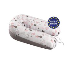 Bomimi ADOS kojící polštář 150x30, SRDÍČKA růžová/šedá