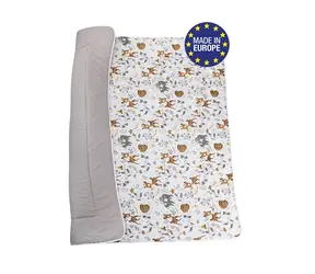 Bomimi HRACÍ deka 120x120, bavlna, oboustranná lesní zvířátka, béžová