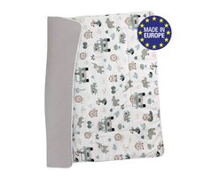 Bomimi HRACÍ deka 120x120, bavlna, oboustranná pojízdná zoo, šedá