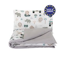 Bomimi POVLEČENÍ 120x90 (peřinka + polštářek) POJÍZDNÁ ZOO, ŠEDÁ xy