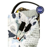 Bomimi Zavinovací deka do autosedačky minky autíčka, modrá