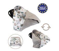 Bomimi Zavinovací deka do autosedačky minky pojízdná zoo, šedá xy