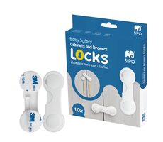 Sipo Bezpečnostní zámky na skříňky a zásuvky, sada 10 ks