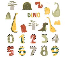 Sipo Nástěnné samolepky do dětského pokoje, Dino Numbers