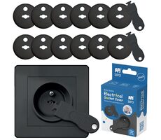 Sipo Ochranné kryty na elektrické zásuvky, set 12ks + 2x klíče, ČERNÁ