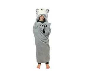 Cozy Noxxiez Husky - hřejivá deka s kapucí se zvířátkem a tlapkovými kapsami / od 3 let
