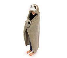 Cozy Noxxiez Lenochod - hřejivá deka s kapucí se zvířátkem a tlapkovými kapsami / od 3 let