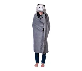 Cozy Noxxiez Kočka - hřejivá deka s kapucí se zvířátkem a tlapkovými kapsami / od 3 let
