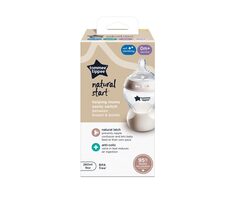 Tommee Tippee Natural Start Samosterilizační Kojenecká Lahev s ANTI-COLIC savičkou Pomalý Průtok 260 ml 0m+