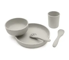 KikkaBoo Jídelní sada 5-dílná Platinum Silicone Sand / od 6 měsíců