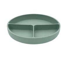 KikkaBoo Talíř dělený s přísavkou Platinum Silicone Sage / od 6 měsíců