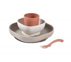 Beaba Jídelní sada silikonová 4-dílná Terracotta/Gazelle