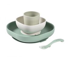 Beaba Jídelní sada silikonová 4-dílná Sage Green/Misty Green