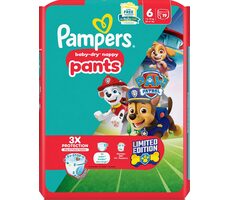 Pampers Baby-Dry Pants Paw Patrol 14-19 kg (19 ks) / plenkové kalhotky / velikost 6 (14-19 kg)