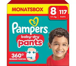 Pampers Baby Dry Pants XL 17+kg (117 ks) / plenkové kalhotky / velikost 8 (17+kg) 