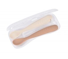 Beaba První lžičky silikonové 2 ks s pouzdrem Clay Praline