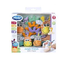 Playgro - Dárkový set chrastící ponožky a náramky Jungle Friends / od 0 let