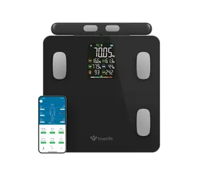 TrueLife FitScale W8 černá / osobní digitáln váha / bluetooth / LCD displej / 4x AA