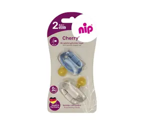 NIP CHERRY Šidítko kaučuk velikost 2 (6m+) modrá/hnědá 2ks 