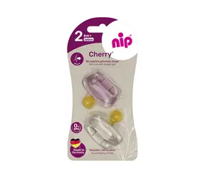 NIP CHERRY Šidítko kaučuk velikost 2 (6m+) červená/hnědá 2ks
