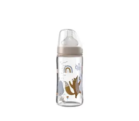 NIP Láhev kojenecká sklo široká silikon-S 240ml 0m+