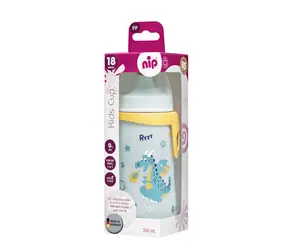 NIP Kids cup láhev s pítkem PP 330ml modrá / od 18 měsíců