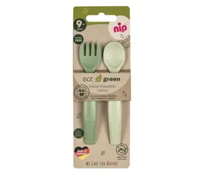 NIP NATURE line příbor 2ks zelená / od 9 měsíců
