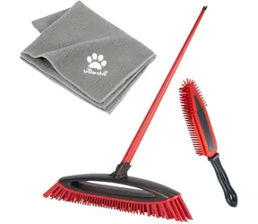Vileda Pet Pro ALWAYS CLEAN sada červená / koště + elektrostatický kartáč + mikrovláknová utěrka 