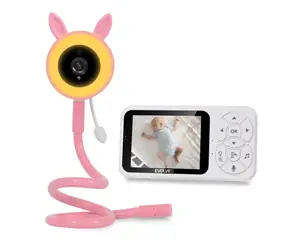 EVOLVEO Baby Monitor N35 růžová – dětská chůvička s kamerou / VOX / teploměr / noční vidění / RGB světlo
