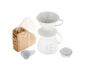 Hario V60 Dripper & Pot set bílá / dripper + server + filtry