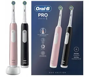 Oral-B Pro 1 Duo Cross Action Black-Pink / Elektrický zubní kartáček / 3 režimy / časovač 