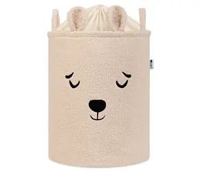 Sipo Premium Bouclé se šňůrkou bear béžová / Koš na hračky / 43 l  
