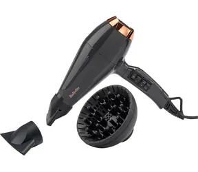 BaByliss 6719DE černá / fén na vlasy / 2200 W / ionizace / studený vzduch / difuzér / 3 teploty / 2 rychlosti 