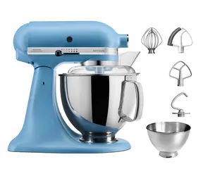 Rozbaleno - KitchenAid 5KSM175PSEVB matná modrá / Kuchyňský robot Artisan / 300W / 4,8L / 10 rychlostí / rozbaleno