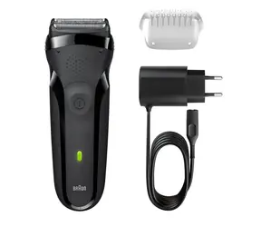 Rozbaleno - Braun Series 3 300s černá / planžetový holicí strojek / omyvatelný / LED ukazatel baterie / rozbaleno