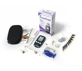 CELIMED SD-codefree Kompletní sada 01GC110 Glukometr / Přístroj + 10 proužků + odb. pero + 10 jehel