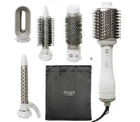 Adler AD 2027 5v1 bílá / Kulmofén / 1200W / 3 rychlosti / 2 teploty / studený vzduch / turbo / 5x nástavec