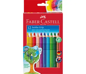 Faber-Castell Jumbo Grip - Pastelky trojhranné - 12 ks + ořezávátko / rozmývatelné