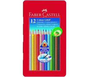 Faber-Castell Colour Grip 2001 - Pastelky trojhranné - 12 ks / rozmývatelné / plechová krabička