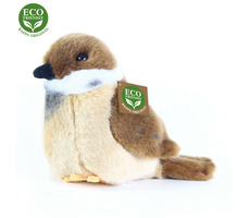 RAPPA Plyšový pták vrabec stojící 13 cm / ECO-FRIENDLY / od 0 měsíců
