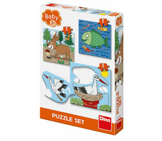 DINO Baby Puzzle set - ZVÍŘÁTKA: KDE ŽIJÍ NOVÝ / 3-5 dílků / od 2 let
