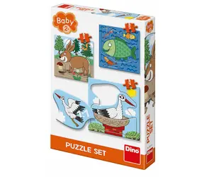DINO Baby Puzzle set - ZVÍŘÁTKA: KDE ŽIJÍ NOVÝ / 3-5 dílků / od 2 let