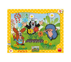 DINO KRTEK + ZAHRADNÍK / deskové tvary Puzzle / 12 dílků / od 3 let