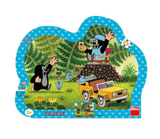 DINO KRTEK SE ŽLUTÝM AUTEM - kontura Puzzle / 25 dílků / od 3 let